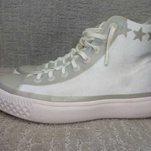 Converse All Star Modern Hi White Grey Stars Textile Size Men's 8 Womens 9.5 - Picture 2 of 10